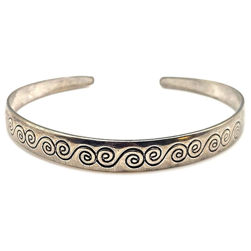 Silver Celtic Bangle Bracelet 7.6in